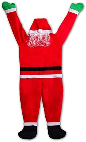 Nctcyo 5.5ft חג המולד תלויה חליפת סנטה מגג המרזב קישוט חיצוני גדול מטפס על חג המולד גדול לקישוטים של סנטה קלאוס