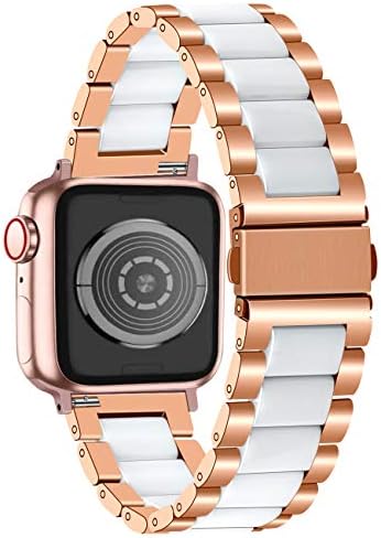 רצועת שעון קרמיקה של ג'ונטן תואמת ל- Apple Watch 38 ממ 40 ממ 41 ממ 42 ממ 44 ממ 45 ממ 49 ממ מתכת צמיד שחרור מהיר מהיר לסדרה IWatch 7 6