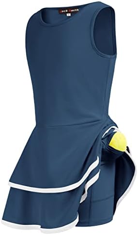 שמלות טניס נוער של ג'ק סמית 'נוער עם מכנסיים קצרים תלבושת ללא שרוולים תלבושת בית ספר לכיסי שמלת ספורט