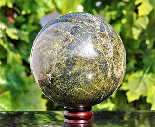 מעולה ענקית ענקית מלוטשת ירוקה ומלוטשת vesuvianite קוורץ קריסטל אבן אידוקראז תחום צ'אקרה ריפוי קוורץ מינרלים כדור גדול דגימה של אורב מטאפיזי