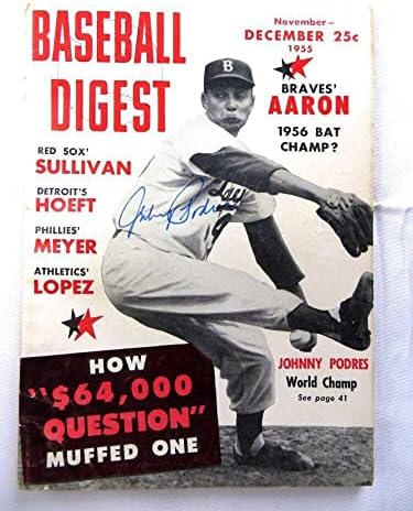 ג 'וני פודרס חתם על מגזין חתימות בייסבול דייג' סט 1955 דודג 'רס ג' יי. אס. איי. 71933-מגזינים עם חתימות של ליגת הבייסבול