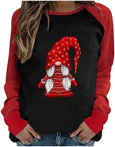 צמרות שרוול ארוך חמוד לנשים חג האהבה חולצות ראגלן אופנה גמדים מצחיקים הדפסת לב סוודר חולצת טריקו מזדמנים