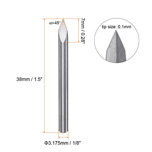 חריטת הרפינגטון CNC נתב סיביות 1/8 3.175 ממ שקית 0.1 ממ קצה 45 מעלות קרביד מוצק 3 חלילים עם קופסת פלסטיק לעץ Acrylic PVC MDF פלסטיק