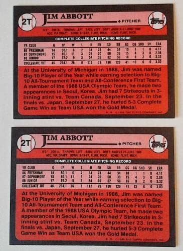 ג'ים אבוט 1989 טופרת טופרים נסחרת מס '2 טנט/מרכז - כרטיסי טירון בייסבול