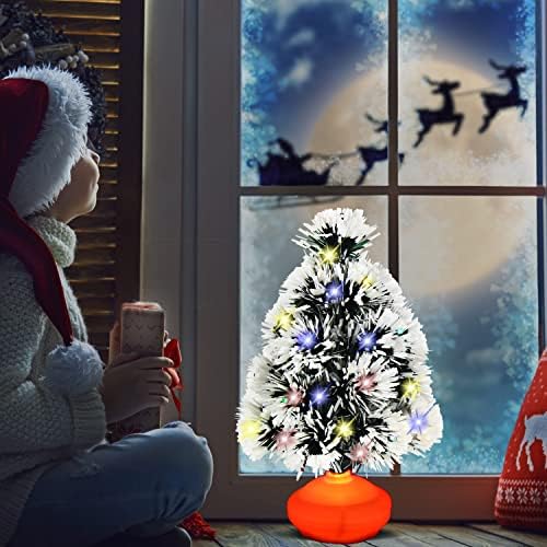 CCINEE TABLETOP MINI עץ חג מולד עם אור, אור, 13.4 אינץ 'סוללת עץ חג המולד נוהר המופעל עץ חג המולד קטן עם נורות LED מהבהבות לחג המולד למסיבת