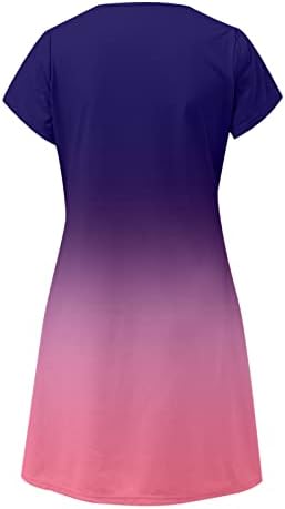 שמלת קיץ של Mrgiinri לנשים 2022 שרוול מזדמן עגול צוואר עגול השמש שמלות מיני חוף טרנדיות חוף עם כיסים