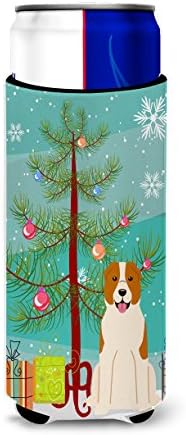 אוצרות קרוליין BB4174MUK עץ חג מולד שמח עץ חג מולד מרכזי רועה אסייתי כלב אולטרה חיבוק לפחיות דקות, יכול שרוול קריר יותר מכונה מכונה משקה