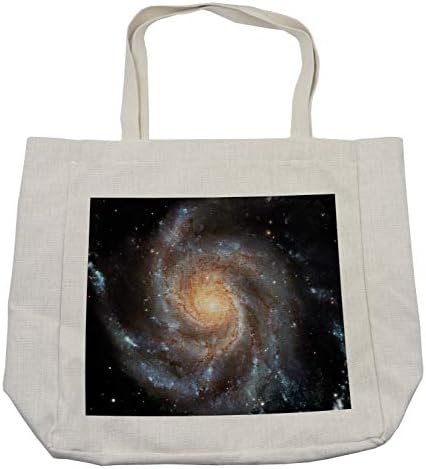 תיק קניות של Ambesonne Galaxy, כוכבים בגלקסי ספירלה כוכב לכת חיצוני ערפילית ערפילית אסטרונומיה נושא תמונה הדפסת תמונה, תיק לשימוש חוזר