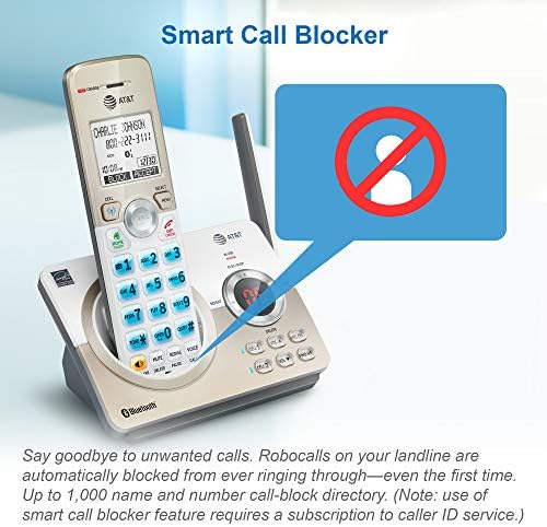 AT&T DL72119 DECT 6.0 טלפון אלחוטי לבית עם Bluetooth Connect לתא, חסימת שיחות, מסך תאורה אחורית 1.8 אינץ ', כפתורים גדולים, אינטרקום וטווח