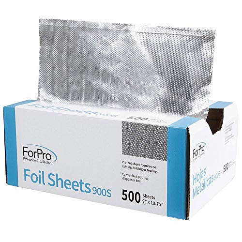 אוסף מקצועי של ForPro גיליונות נייר כסף מובלטים 900, נייר אלומיניום, מתקן קופץ ליישום צבע שיער והדגשה, בטוח באוכל, 9 אינץ 'x 10.75 L,