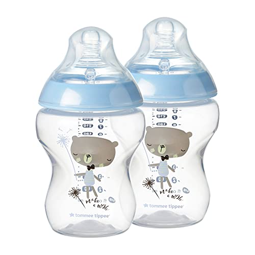 טוממי טיפי קרוב יותר לטבע תינוק בקבוקים, כחול איטי זרימת שד-כמו פטמה עם אנטי-קוליק שסתום