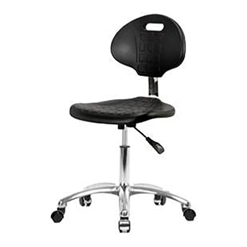 כיסא גובה שולחן פוליאוריטן תעשייתי בסיסי לחדר נקי עם בסיס כרום, גלגלי כרום ללא זרועות