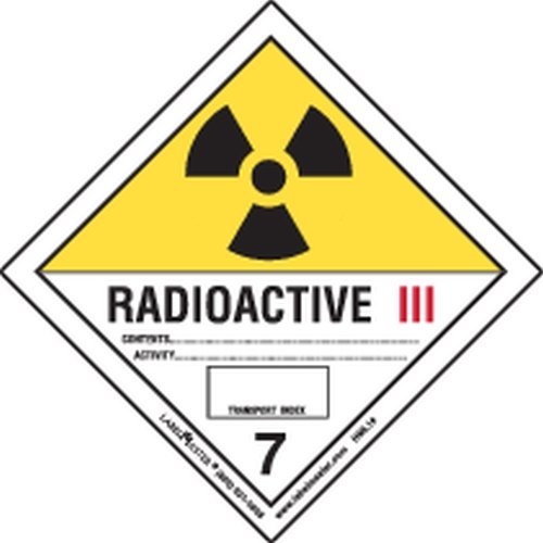 מסל 16 רדיואקטיבי השלישי תווית קנדית, נייר, מפגע מחלקה 7, חומרים מסוכנים, 4 איקס 4