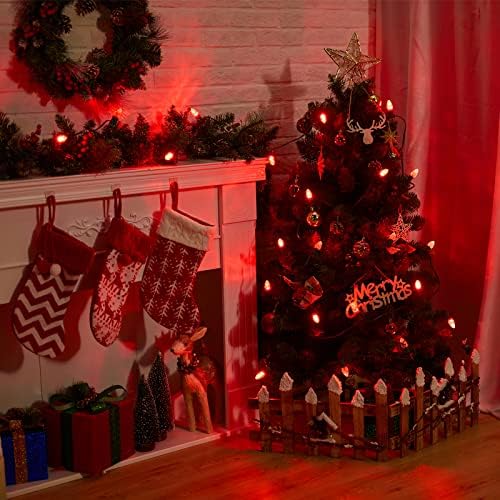ג7 אדום חג המולד החלפת נורות-25 מארז קרמיקה מחרוזת אורות אטום החלפת נורות עבור חג המולד פטיו גדר קו גג, ג7 / ה12 בסיס, 5 ואט