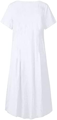 חולצת טוניקה טוניקה מזדמנת של Cotecram לנשים שמלה זורמת רופפת שרוול קצר בוהו חוף שמלת נופש אופנה אופנה אביב 2023