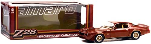 1978 שברולט קמארו זי / 28 קרמיין אדום מתכתי עם שני טון זהב פסים 1/18 דייקאסט דגם רכב על ידי גרינלייט 13604